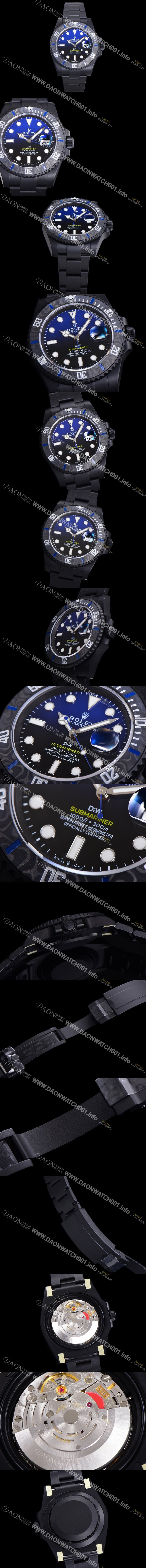 로렉스 남성용 904L스틸!! 서브마리너 40mm 카본베젤 오토매틱 Cal.3135 블루 블랙 콜라보 다이얼 rol49208 Ⅳ
