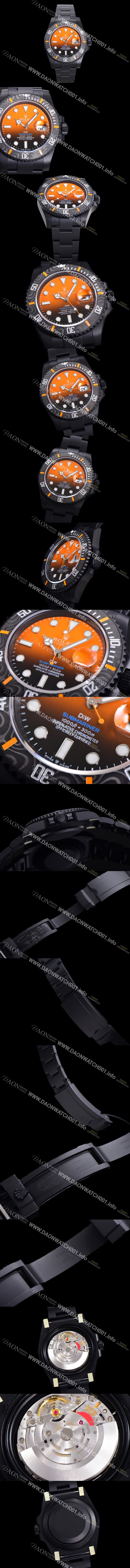 로렉스 남성용 904L스틸!! 서브마리너 40mm 카본베젤 오토매틱 Cal.3135 오렌지 블랙 콜라보 다이얼 rol49210 Ⅳ