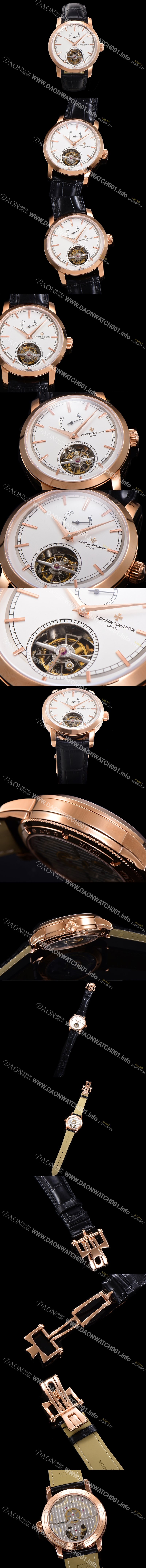 바쉐런콘스탄틴 남성용 트레디셔널 투어빌론 자동형  18K 로즈골드 42mm 가죽줄 화이트다이얼 vac64750 Ⅳ