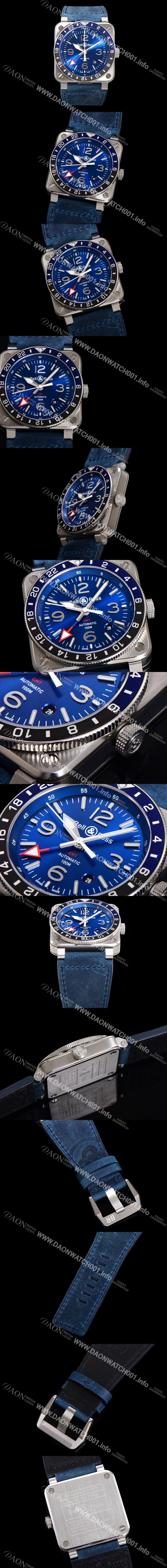 벨엔로즈 남성용 BR0393 다이버 스틸 오토매틱 ETA2836-2 타입 42mm 가죽줄 블루 다이얼 bel84498 Ⅳ