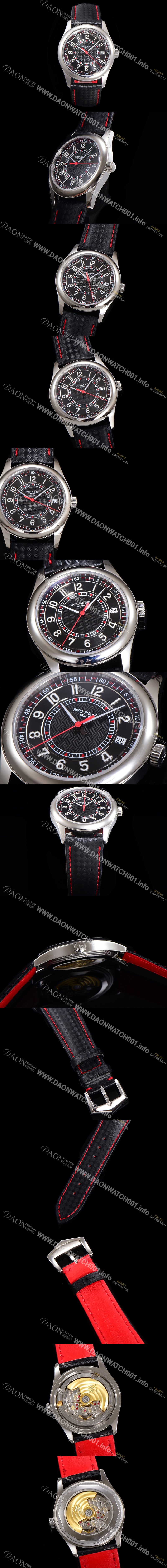 파택필립 남성용 칼라트라바 Ref.6007G-010 오토매틱 Cal.324 타입 40mm 가죽줄 블랙다이얼 pat78245 Ⅳ