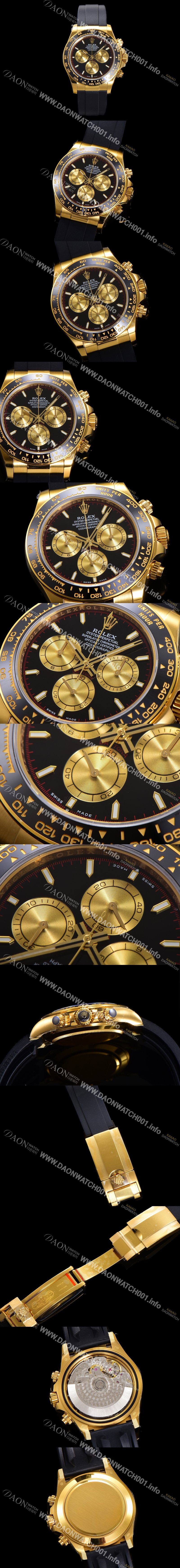 로렉스 남성용 코스모그래프 데이토나 m126518ln-0004 세라믹 베젤 18K 옐로우골드 40mm 크로노그래프 7750 오토매틱 무브먼트 블랙 다이얼 rol5329 Ⅳ