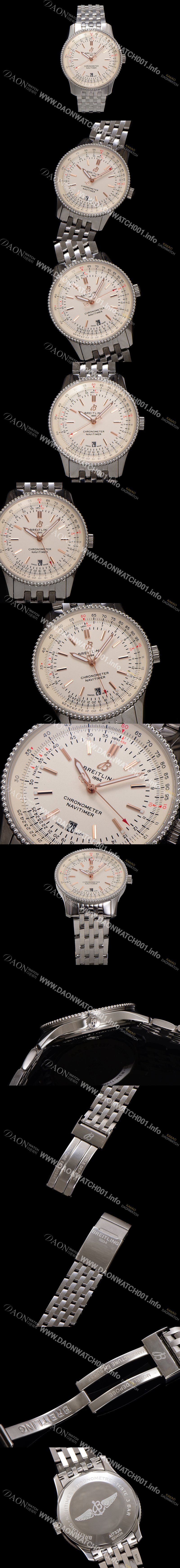 브라이틀링 남성용 네비타이머 A17326211G1A1 크로노그래프 오토매틱 2824 타입 41mm 메탈줄 화이트 다이얼 bre6031 Ⅳ
