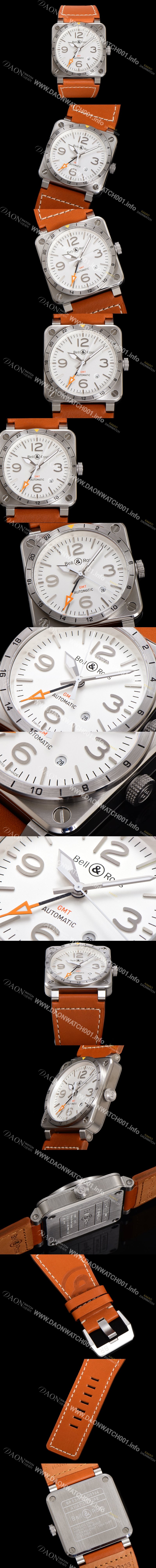 벨엔로즈 남성용 인스트루먼트03 BR0393-GMT-STSCA 오토매틱 2836타입 42mm 우레탄줄 화이트 다이얼 bel4118 Ⅳ