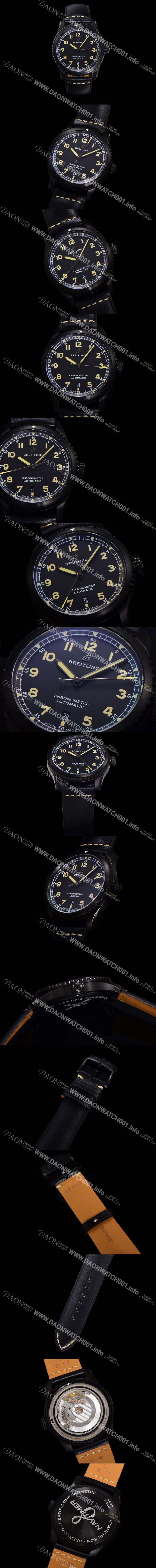 브라이틀링 남성용 네비타이머 M17314101B1X1 블랙 PVD 코팅 오토매틱 2824 타입 41mm 가죽줄 블랙 다이얼 bre6055 Ⅳ