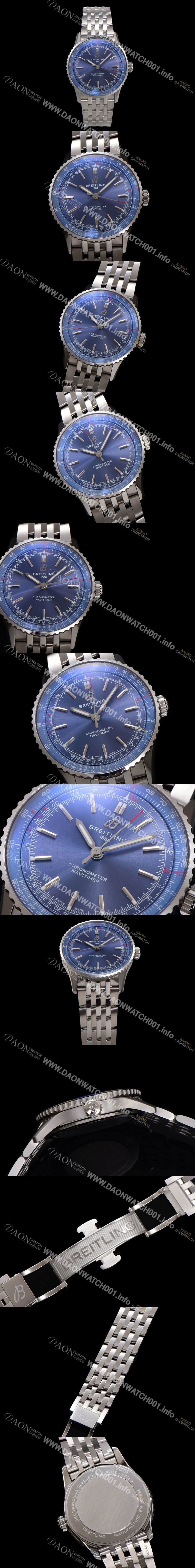 브라이틀링 남성용 네비타이머 A17329161C1A1 크로노그래프 오토매틱 2824 타입 41mm 메탈줄 블루 다이얼 bre6036 Ⅳ