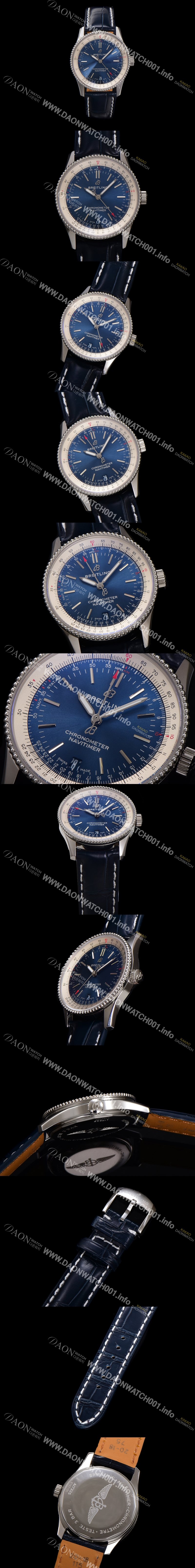 브라이틀링 남성용 네비타이머 A17325211C1P1 크로노그래프 오토매틱 2824타입 38mm 가죽줄 블루 다이얼 bre6028 Ⅳ