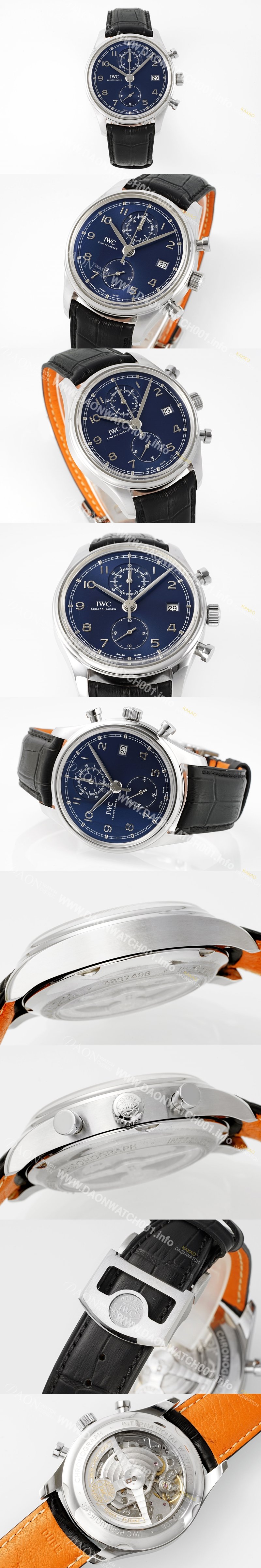 아이더블유씨 남성용 포루투기즈 IW390302 크로노그래프 42mm 오토매틱 무브먼트 블루 다이얼 iwc4099 Ⅳ
