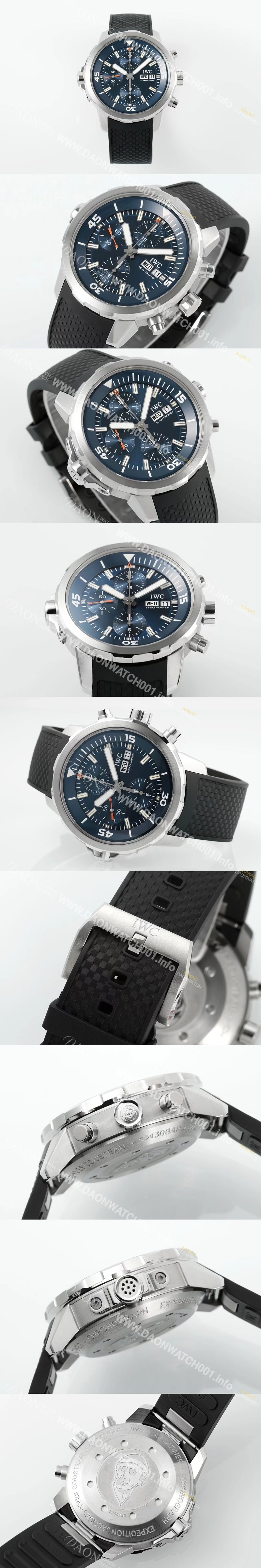 아이더블유씨 남성용 아쿠아타이머 IW376805 크로노그래프 “엑스페디션 자크 이브 쿠스토” 에디션 44mm 오토매틱 무브먼트 블루 다이얼 iwc4112 Ⅳ