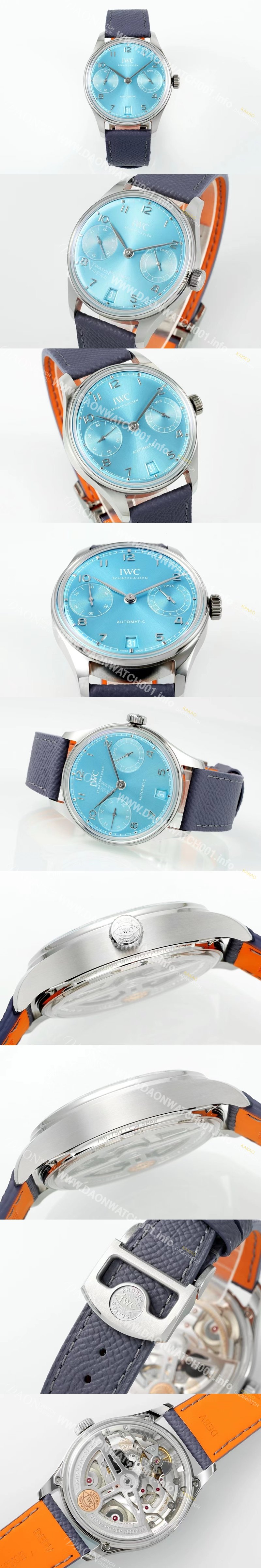아이더블유씨 남성용 포루투기즈 IW501708 세븐데이즈 42mm 오토매틱 무브먼트 라이트 블루 다이얼 iwc4103 Ⅳ