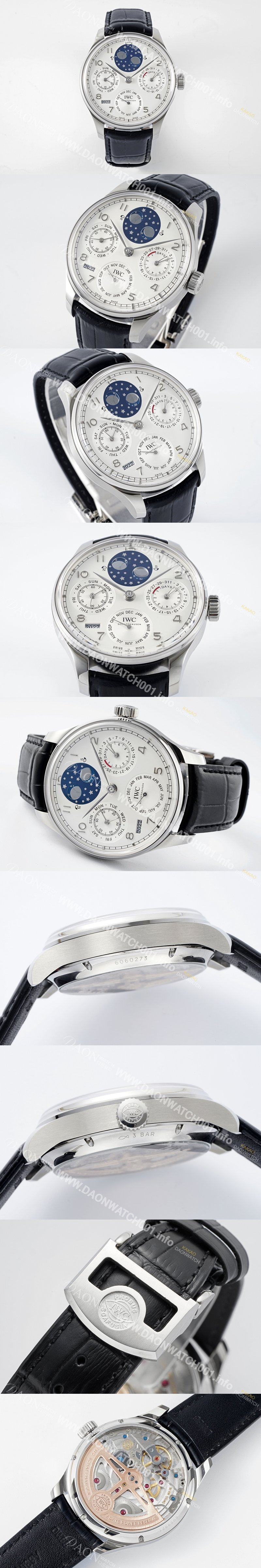 아이더블유씨 남성용 포루투기즈 IW503406 퍼페추얼 캘린더 더블 문 플래티넘 44mm 오토매틱 무브먼트 화이트 다이얼 iwc4104 Ⅳ
