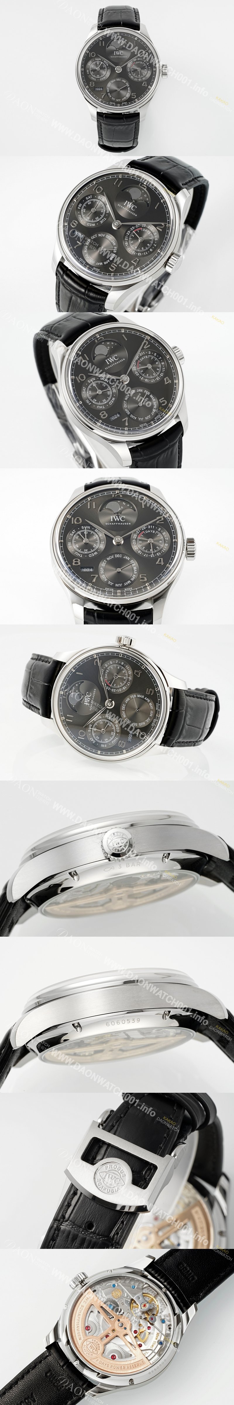 아이더블유씨 남성용 포루투기즈 IW503301 퍼페추얼 캘린더 싱글 문 44mm 오토매틱 무브먼트 그레이 다이얼 iwc4106 Ⅳ
