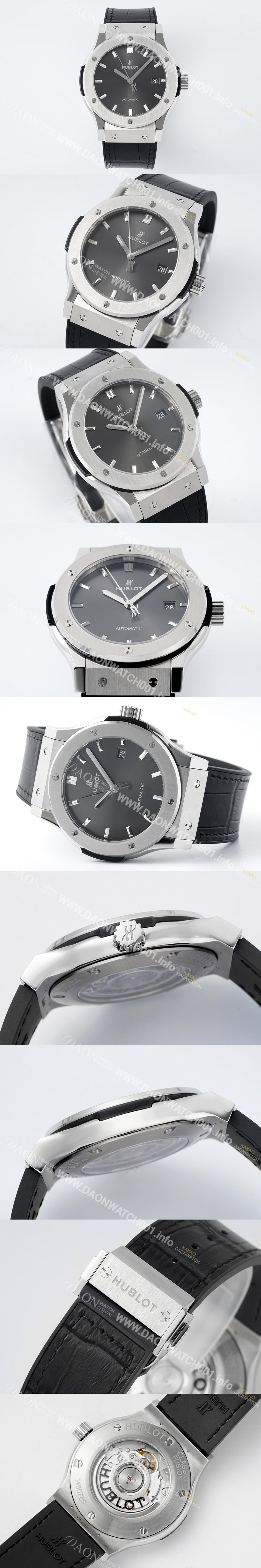 휴블렛 남성용 클래식 퓨전 542.NX.7071.LR 42mm 오토매틱 2892 타입 가죽/러버 믹스 그레이 다이얼 hub2137 Ⅳ
