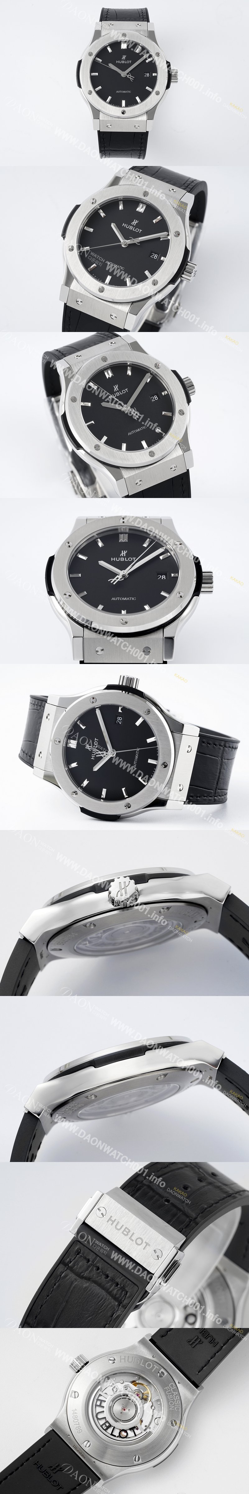 휴블렛 남성용 클래식 퓨전 542.NX.1171.RX 42mm 오토매틱 2892 타입 가죽/러버 믹스 블랙 다이얼 hub2139 Ⅳ