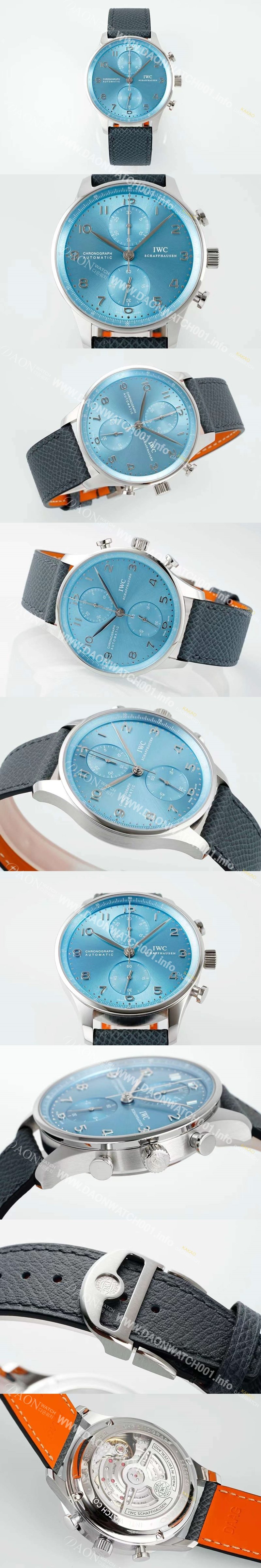 아이더블유씨 남성용 신상품 포르투기즈 IW371626 크로노그래프 41mm 오토매틱 Cal.69355 타입 아이스 블루 다이얼 iwc4116 Ⅳ
