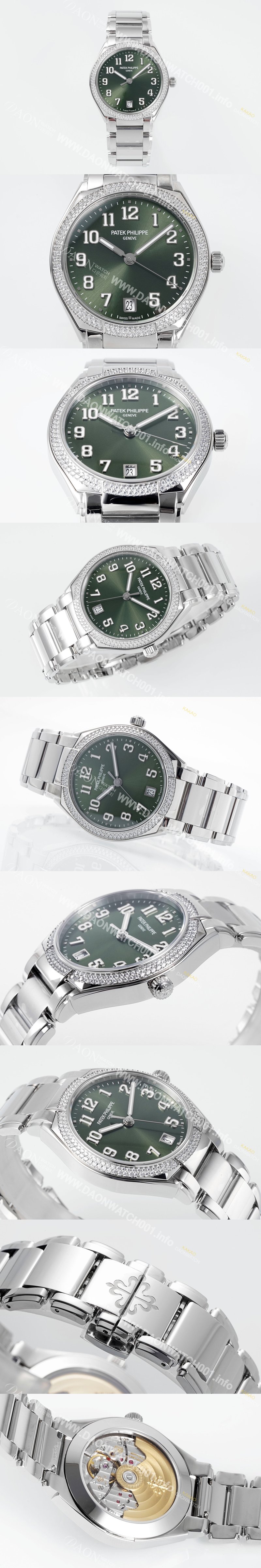 파텍필립 여성용 트웬티-포 티파니 7300/1200A-011 다이아몬드 36mm 오토매틱 Cal.324 타입 올리브 그린 다이얼 pat2231 Ⅳ