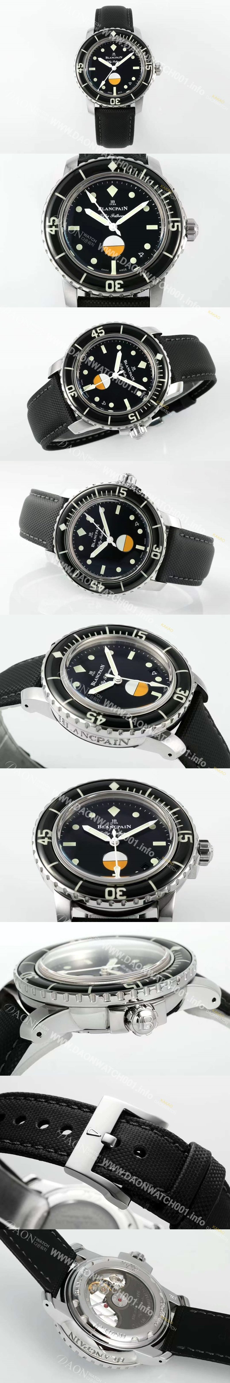 블랑팡 남성용 피프티 패덤즈 MIL-SPEC 캔버스 5008-1130-B52A 40mm 오토매틱 Cal.1151타입 블랙 다이얼 bla4212 Ⅳ