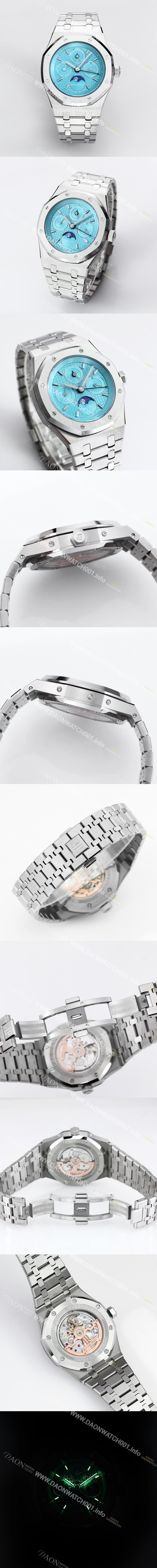 오데마피게 남성용 로얄오크 26574 퍼페츄얼 캘린더 문페이즈 41mm 티파니블루 다이얼 신형 5134 오토매틱 무브먼트 aud4209 Ⅳ