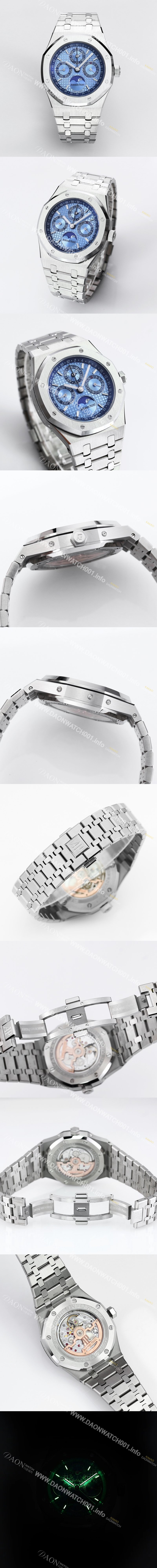 오데마피게 남성용 로얄오크 26574 퍼페츄얼 캘린더 문페이즈 41mm 아이스블루 다이얼 신형 5134 오토매틱 무브먼트 aud4210 Ⅳ