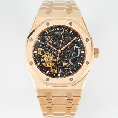 오데마피게 남성용 로얄오크 15407OR.OO.1220OR.01 더블 밸런스 휠 오픈워크 18k 로즈골드 41mm 오토매틱 Cal.3132무브먼트 스켈레톤 다이얼 AUD0242 Ⅳ
