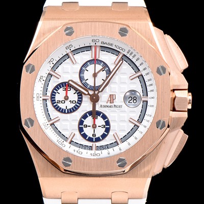 오데마피게 남성용 로얄오크 오프쇼어 26408OR.OO.A010CA.01 섬머에디션!!크로노그래프 18K 로즈골드 화이트 와플 다이얼 오토매틱 무브먼트 AUD0210 Ⅳ
