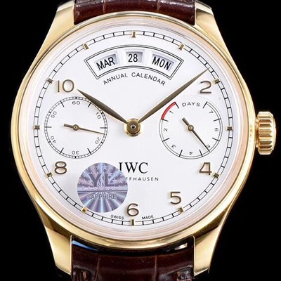아이더블유씨 남성용 포르투기즈 애뉴얼 캘런더 옐로우골드 IW503504 화이트 다이얼 IWC0210 Ⅳ