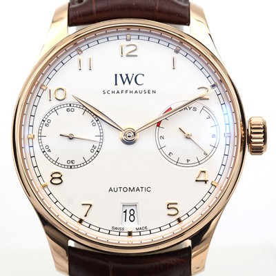 아이더블유씨 남성용 포루투기즈 IW500701 오토매틱 7데이즈 스틸 로즈골드 화이트다이얼 IWC0405 Ⅳ