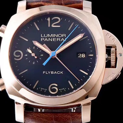 파네라이 남성용 오피치네 파네라이 루미너 플라이백 44mm 블랙다이얼 PAN0240 Ⅳ