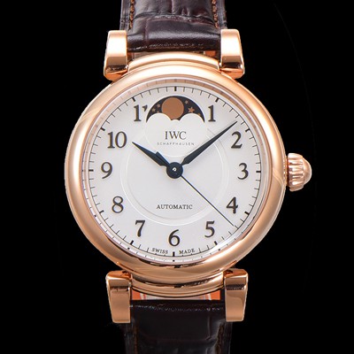 아이더블유씨여성용 다빈치 오토매틱 문페이즈 36mm 18K 로조골드 가죽줄 화이트다이얼 iwc56034 Ⅳ
