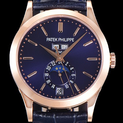 파텍필립 남성용 컴플리케이션 5396R-014 에뉴얼 캘린더 39MM UP!! 데이-데이트 문페이즈 18K 로즈골드 케이스 네이비 다이얼 Cal.324 S C 오토매틱 무브먼트 PAT0150 Ⅳ