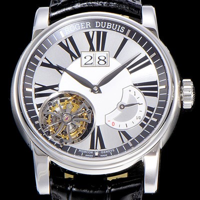 로저드빌남성용  오마쥬 수동기계식 투어빌론(뜨루삐옹) 45미리 화이트 / 실버다이얼 ROG40385 Ⅳ