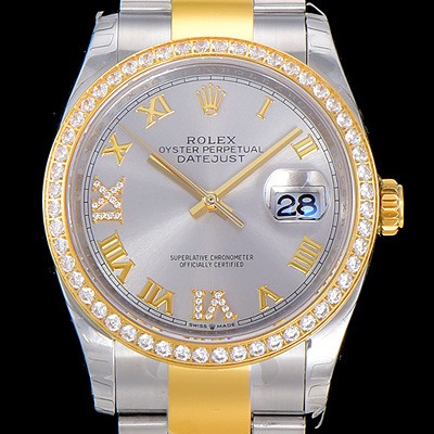 로렉스남성용 데이져스트 오토매틱 36미리 18K 옐루골드 보석/큐빅 실버다이얼 3235무브 ROL26973 Ⅳ