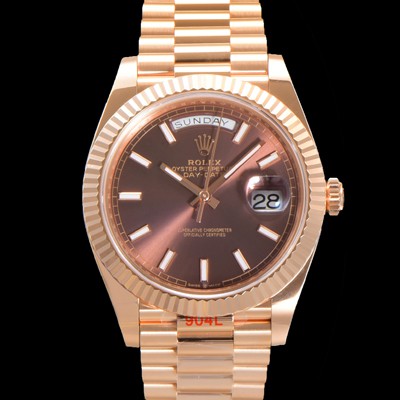 로렉스 남성용 데이데이트 m228235-0053 18K 로즈골드 40mm 오토매틱 Cal.3255 타입 브라운 다이얼 rol5297 Ⅳ