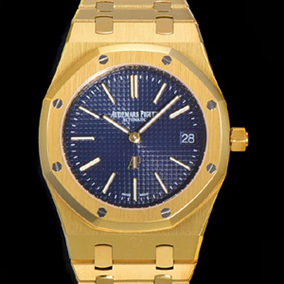 오데마피게 로얄오크 점보 엑트라-씬 오토매틱 Cal.2121 타입 39mm 남성용 18K옐루골드도금 블랙다이얼 aud14859 Ⅳ