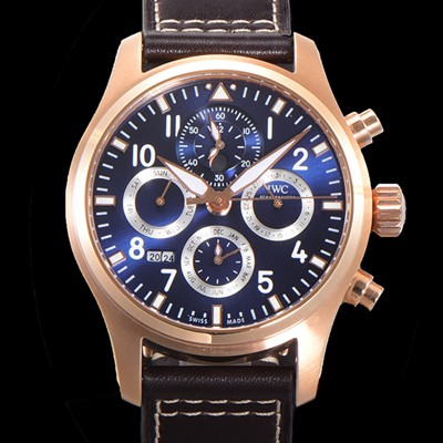 아이더블유씨 남성용 파일럿 41mm 오토매틱 89630 타입 18K 로조골드 가죽줄 블루다이얼 iwc1532 Ⅳ