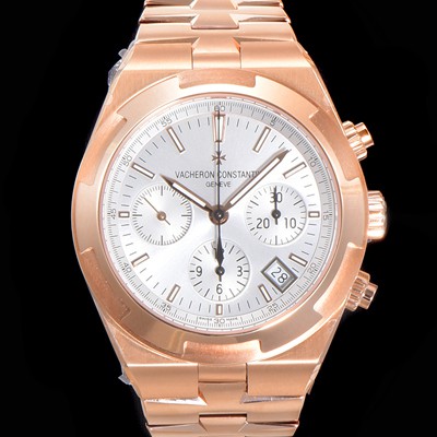 바쉐런콘스탄틴 남성용 오버시즈 42mm 오토매틱 5500S 18K 로즈골드  메탈줄 화이트다이얼 vac2511 Ⅳ