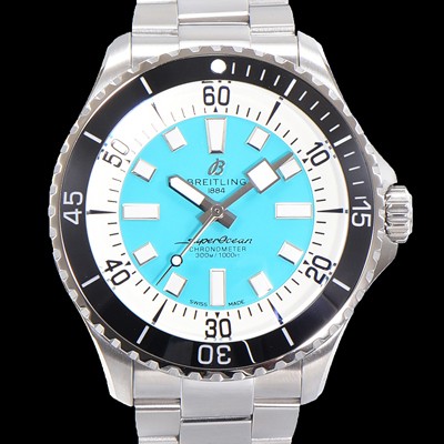 브라이틀링 뉴 다이버워치 남성용 슈퍼오션 44mm 오토매틱 ETA2824-2 타입 크로노미터 메탈줄 세라믹베젤 스카이블루다이얼 bre9686 Ⅳ