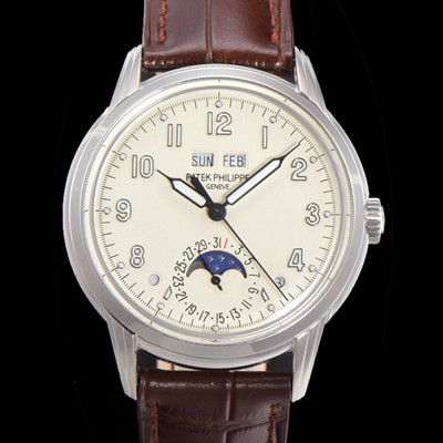 파텍필립 남성용 퍼페추얼 캘린더 오토매틱 PP Cal.324 타입 40mm 가죽줄 문페이즈 화이트다이얼 pat24729 Ⅳ
