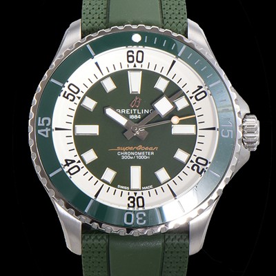 브라이틀링 뉴 다이버워치 남성용 슈퍼오션 44mm 오토매틱 ETA2824-2 타입 크로노미터 우레탄줄 세라믹베젤 그린다이얼 bre80774 Ⅳ