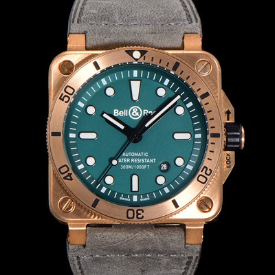 벨앤로즈 남성용 BR03-92 다이버 브론즈 소재 오토매틱 9015 타입 42mm 가죽줄 그린 다이얼 bel4101 Ⅳ