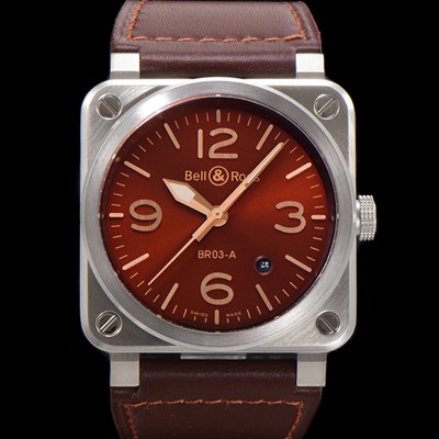 벨앤로즈 남성용 BR03A 스테인레스 스틸 오토매틱 9015 타입 41mm 가죽줄 버건디 다이얼 bel4104 Ⅳ