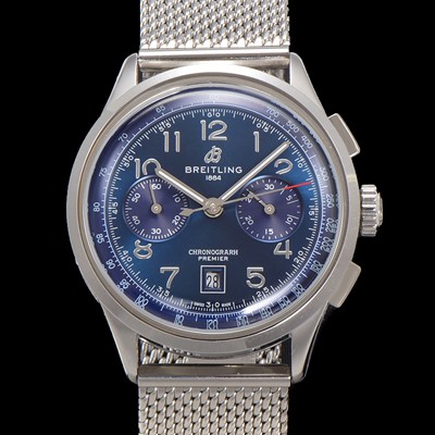 브라이틀링 남성용 프리미에르 AB0145171C1P2 크로노그래프 7750 타입 오토매틱 42mm 메쉬밴드 블루 다이얼 bre6016 Ⅳ