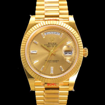 로렉스 남성용 데이데이트 m228238-0005 18K 옐로우골드 40mm 오토매틱 Cal.3255 타입 샴페인 바게트 다이얼 rol5300 Ⅳ