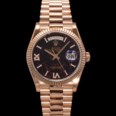 로렉스 남성용 New 데이데이트 m128235-0041 무게173g 18K 로즈골드 프레지던트 36mm 오토매틱 Cal.2836-2 타입 아이젠키젤 다이얼 rol5405 Ⅳ