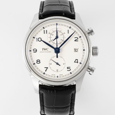 아이더블유씨 남성용 포루투기즈 IW390303 크로노그래프 42mm 오토매틱 무브먼트 화이트 다이얼 iwc4098 Ⅳ