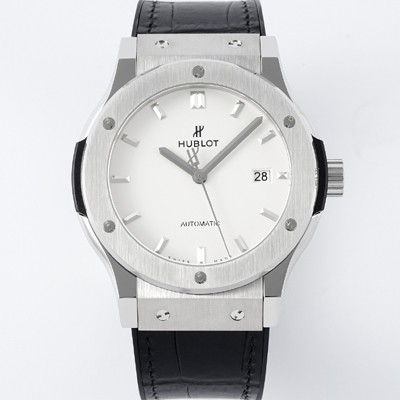 휴블렛 남성용 클래식 퓨전 542.NX.2611.LR 42mm 오토매틱 2892 타입 가죽/러버 믹스 화이트 다이얼 hub2138 Ⅳ