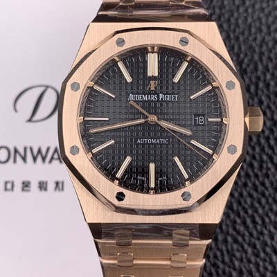 오데마피게 남성용 15400OR.OO.1220OR.01 로얄오크 18k 로즈골드 41mm 오토매틱 Cal.3120무브먼트 블랙 와플 다이얼 aud6534 Ⅳ