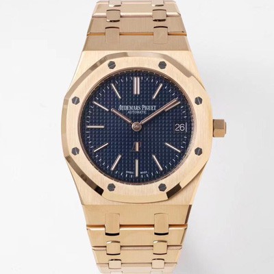 오데마피게 남성용 하이엔드 로얄오크 15202OR.OO.1240OR.01 엑스트라 씬 18K 로즈골드 39mm 오토매틱 Cal.2121타입 블루 다이얼 aud6570 Ⅳ