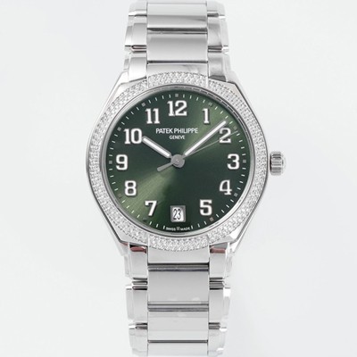 파텍필립 여성용 트웬티-포 티파니 7300/1200A-011 다이아몬드 36mm 오토매틱 Cal.324 타입 올리브 그린 다이얼 pat2231 Ⅳ
