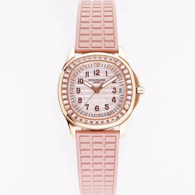 파텍필립 여성용 아쿠아넛 5072R-001 마더 오브 펄 18k 로즈골드 35.6mm 오토매틱 Cal.324 타입 투톤 베이지 다이얼 pat2234 Ⅳ